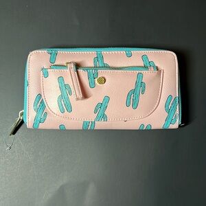 Pink and turquoise cactus wallet.